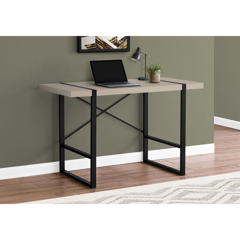 Monarch Specialties I 7659 Computer Desk, Home Office, Laptop, 48"L, Work, Metal, Laminate, Beige, Black, Contemporary, Modern