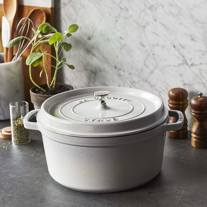 Staub Cast Iron 7-qt Round Cocotte - Basil