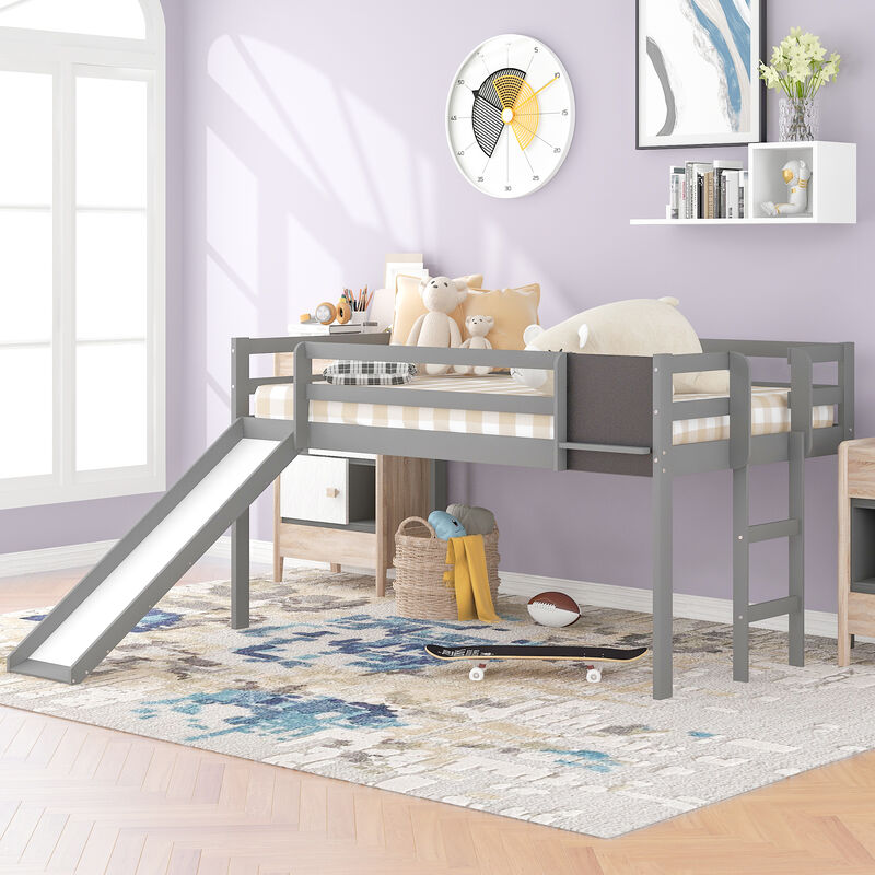 Merax Loft Bed Wood Bed with Slide