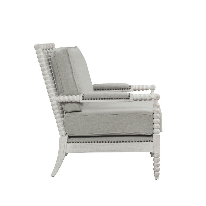 Saraid Accent Chair, Gray Linen & Light Oak Finish AC01164