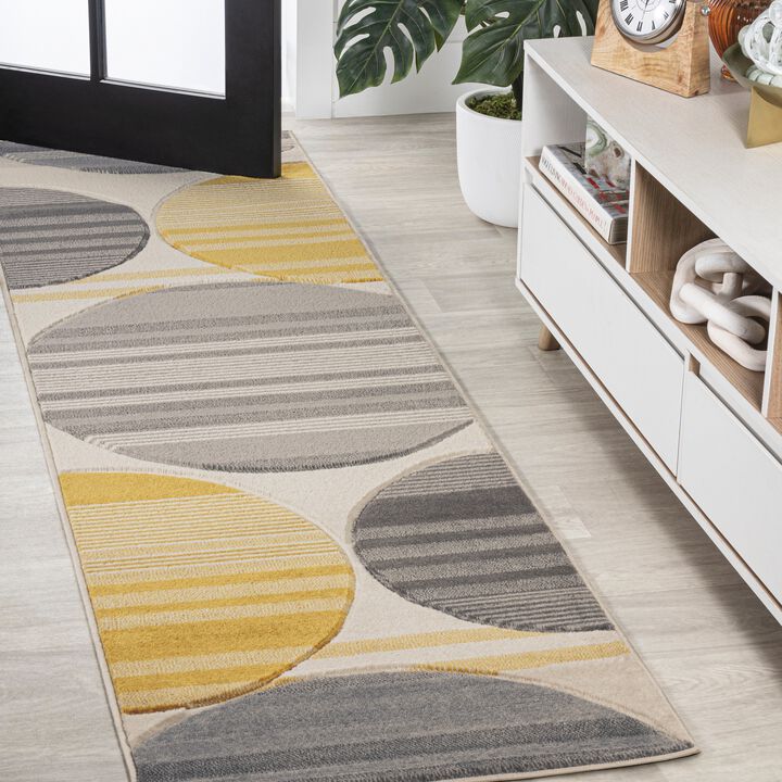 Nicky Geometric Striped Circles Area Rug