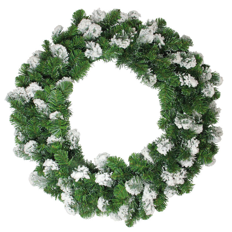 Snowy Flocked Colorado Pine Artificial Christmas Wreath  30-Inch  Unlit