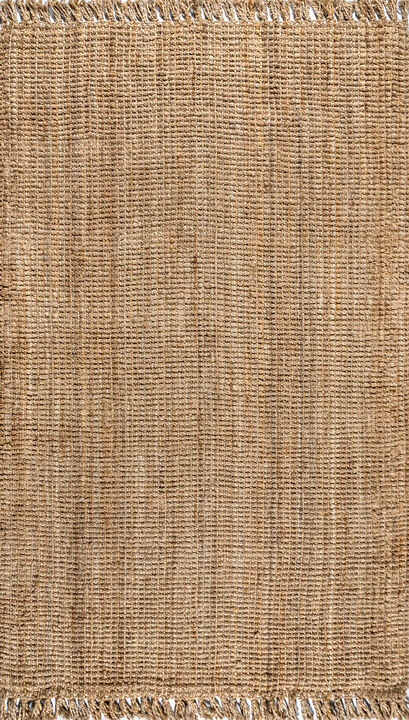 Pata Hand Woven Chunky Jute with Fringe Area Rug