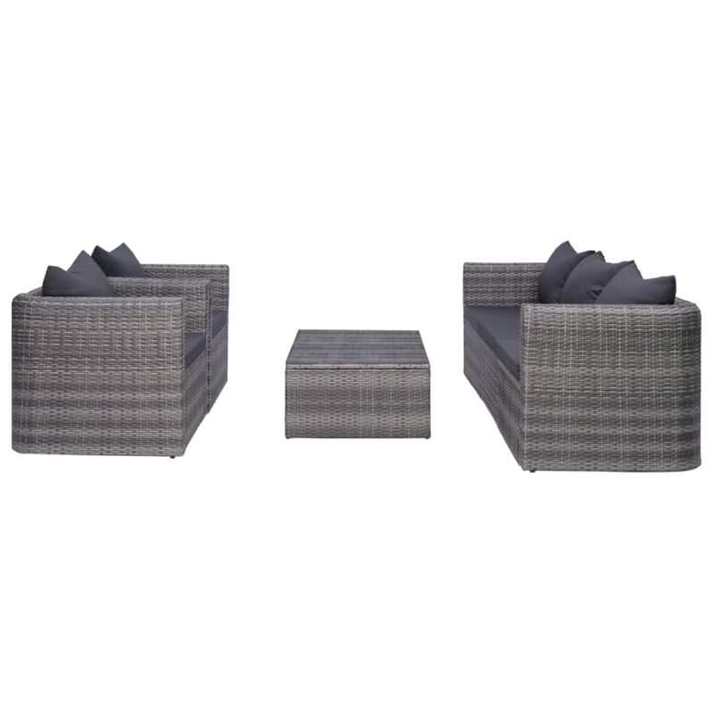 vidaXL 6 Piece Garden Sofa Set with Cushions & Pillows Poly Rattan Gray