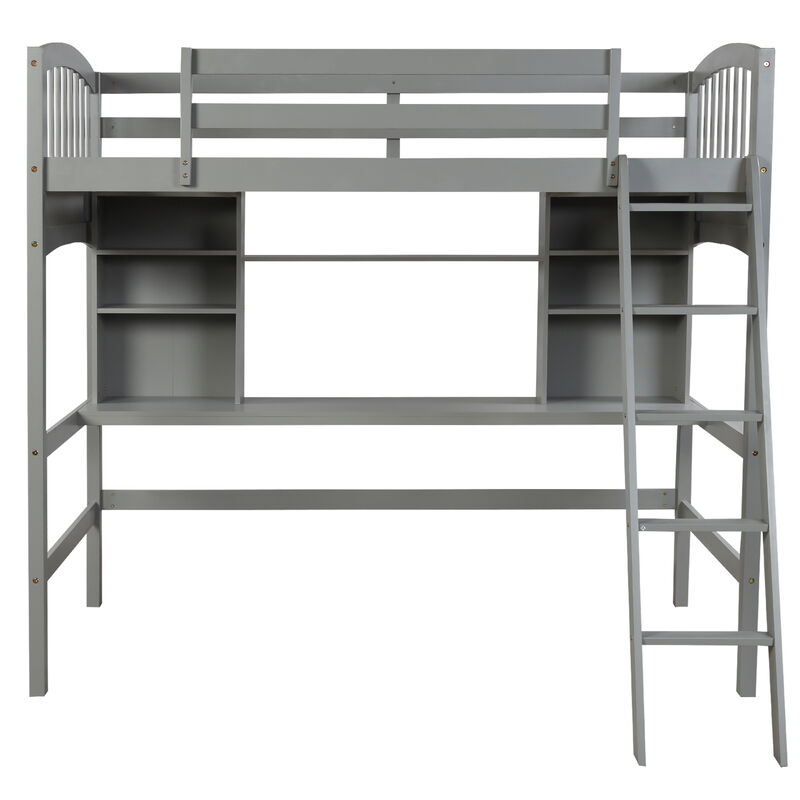 Merax Modern Loft Bed with Storage Shelves