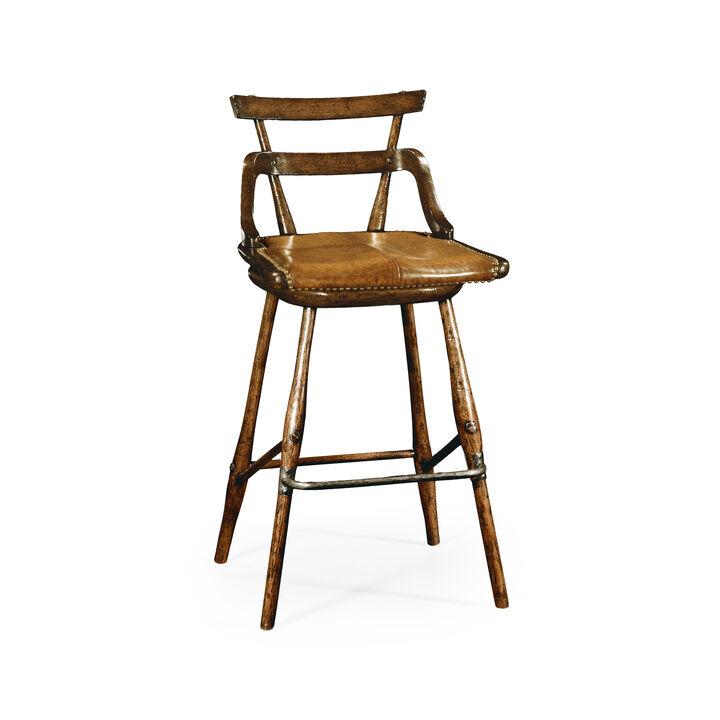 Buckingham Studded Leather Barstool