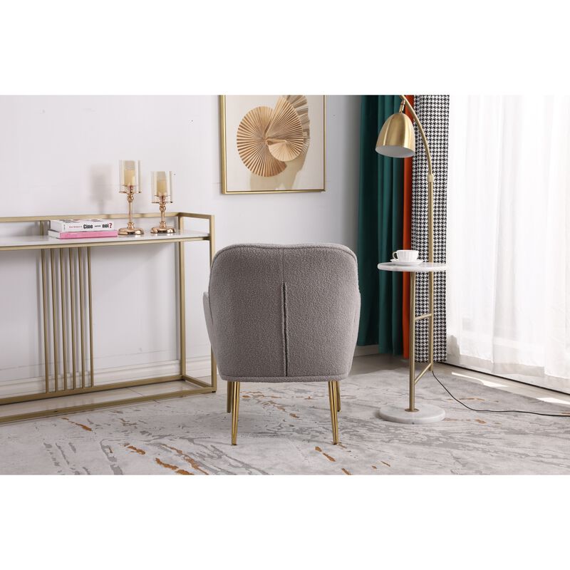 Modern Mid Century Chair Tufted Sherpa Armchair for Living Room Bedroom Office Easy Assemble