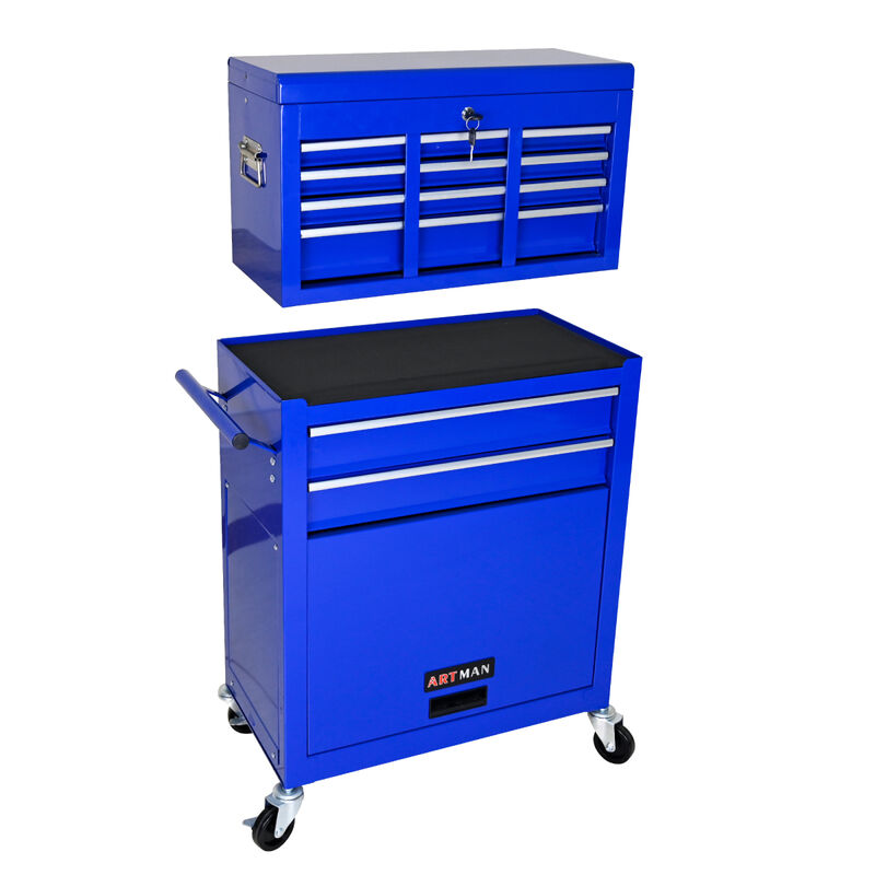 High Capacity Rolling Tool Chest with Wheels and Drawers, 8-Drawer Tool Storage Cabinet-BLUE