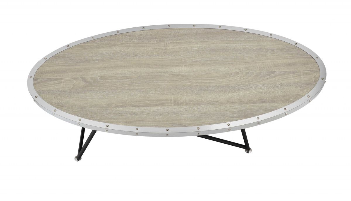 Homezia 46" X 23" X 15" Weathered Gray Oak Particle Board Coffee Table