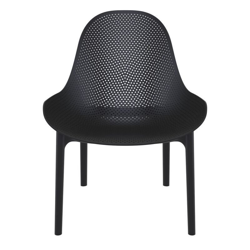 32.75" Black Solid Patio Lounge Chair