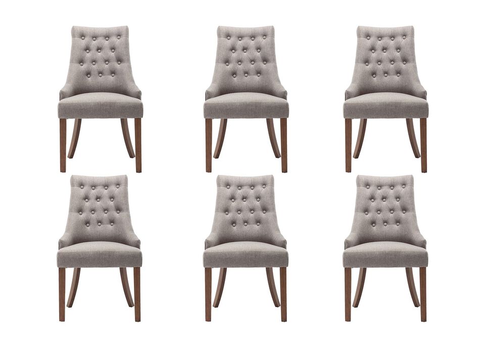 Tufted Upholstered Wingback Dining Chair, Set of 6