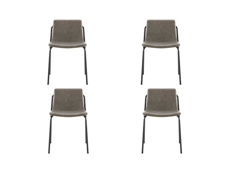 Modern PU Leather Metal Dining Chair, Set of 4