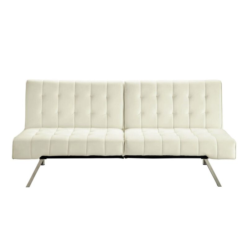 Splitback Multi Position Futon Sofa Sleeper in Vanilla