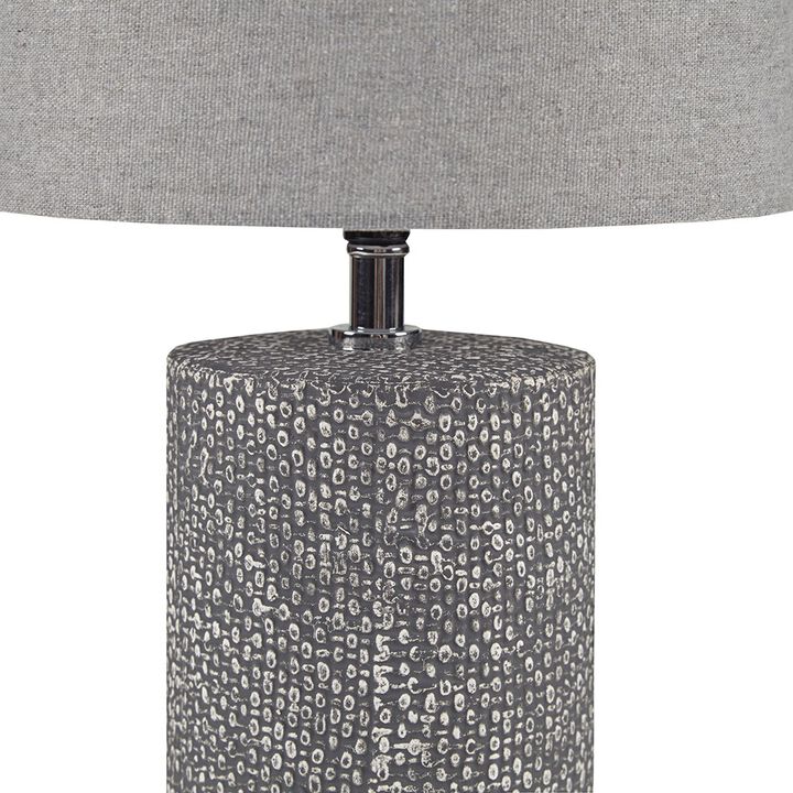 Gracie Mills Cantu Embossed Grey Ceramic Table Lamp
