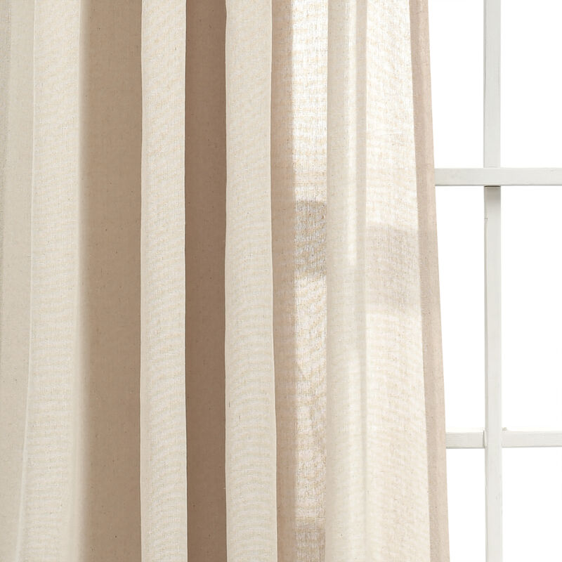 Ruched Waterfall Linen Window Curtain Panel