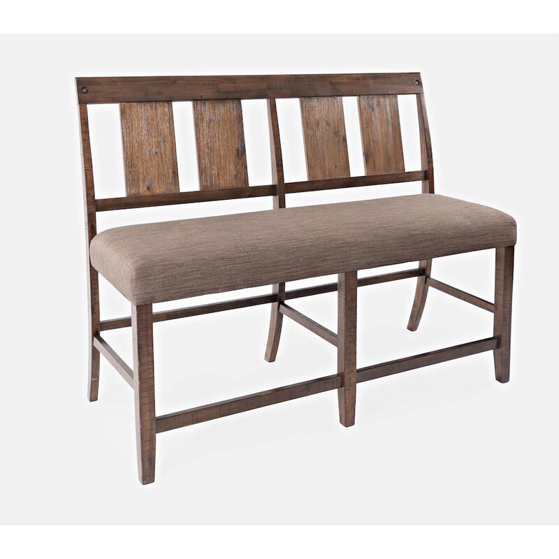 Jofran Mission Viejo Distressed Upholstered Counter Bench