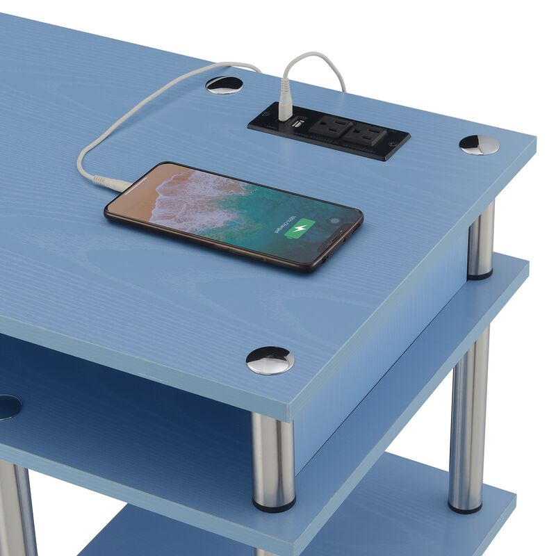 Convenience Concepts Designs2Go No Tools Student Desk with Charging Station and Shelves