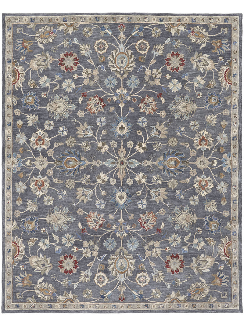 Rylan 8639F Gray/Ivory/Red 5' x 8' Rug