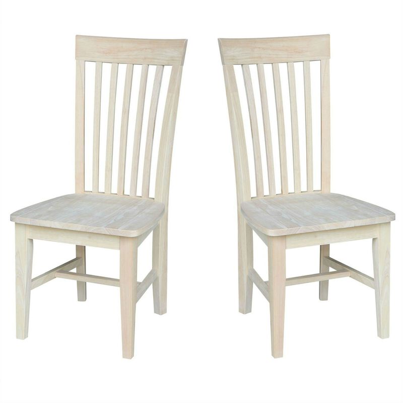 Hivvago Set of 2   Mission Style Unfinished Wood Dining Chair with High Back