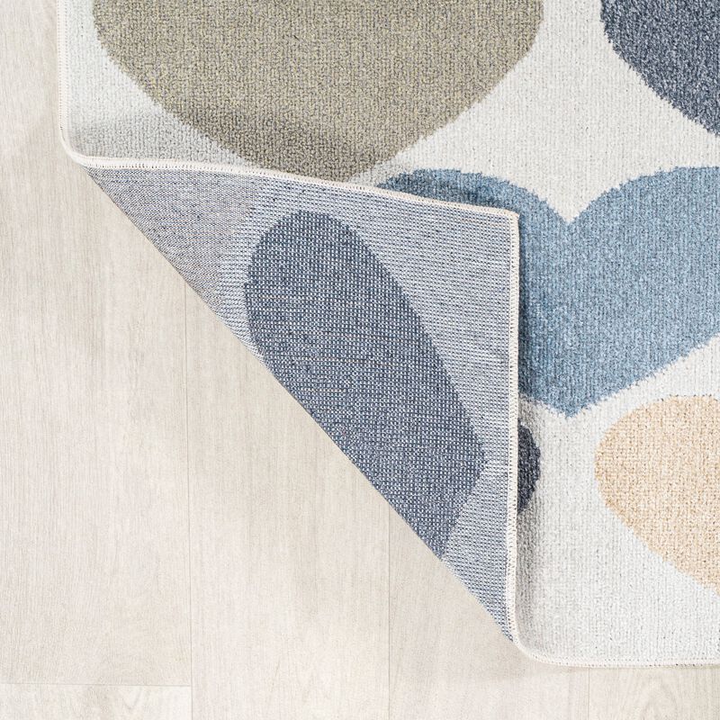 Dila Modern Hearts Geometric Machine Washable Area Rug