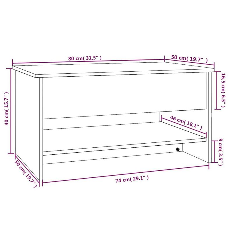 Coffee Table White 31.5"x19.7"x15.7" Engineered Wood