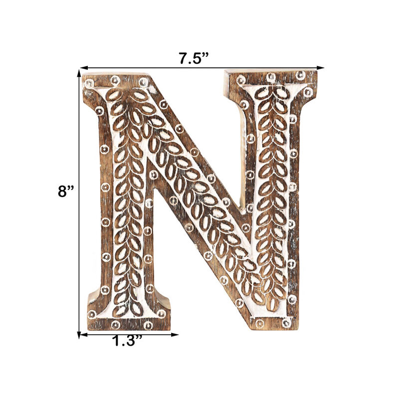 Vintage Natural Handmade Eco-Friendly "N" Alphabet Letter Block For Wall Mount & Table Top Décor