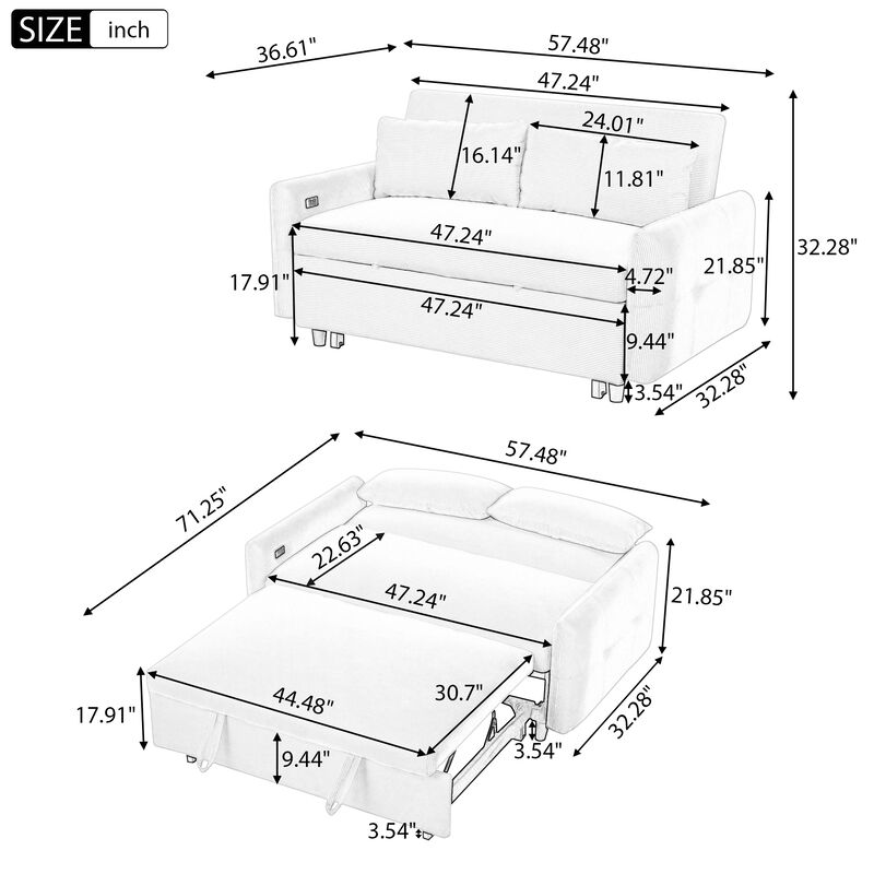 Merax Pull-out Sofa Bed Convertible Couch