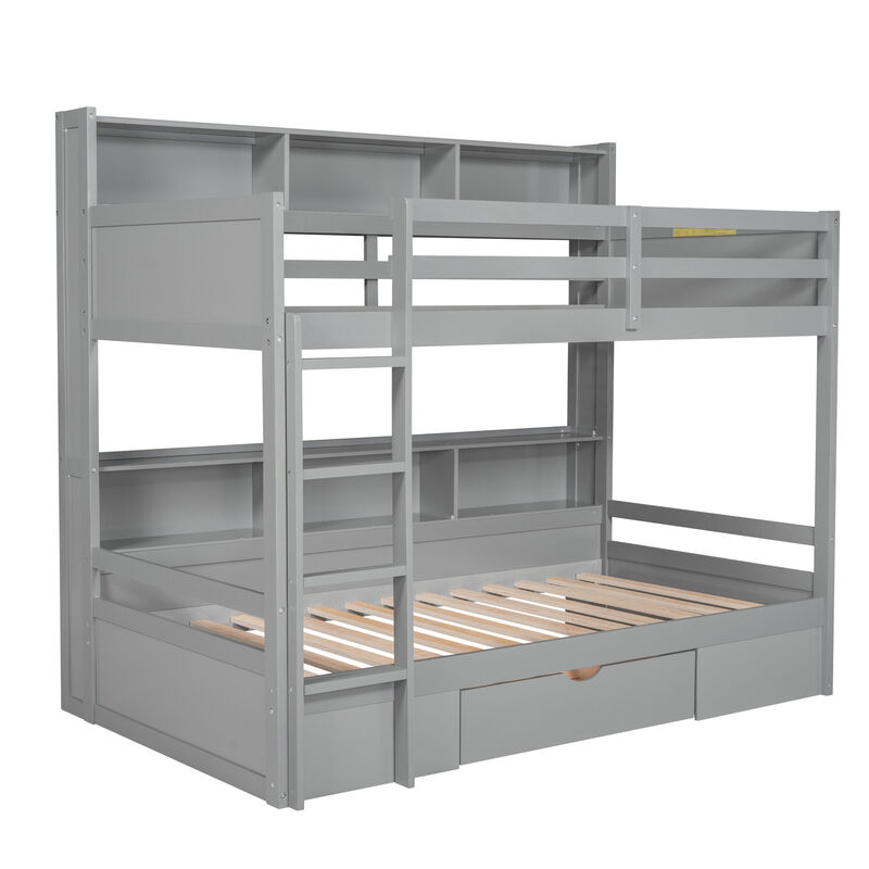 Merax Modern Bunk Bed with Built-in Shelves