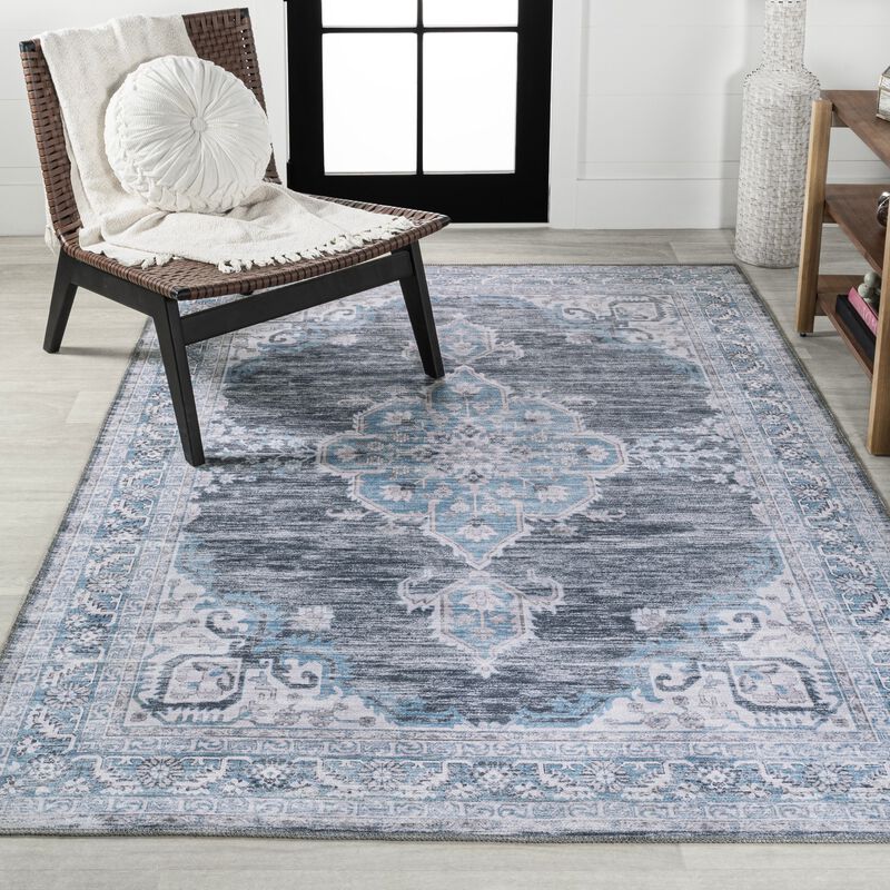 Wincer Chenille Cottage Medallion Machine-Washable Area Rug