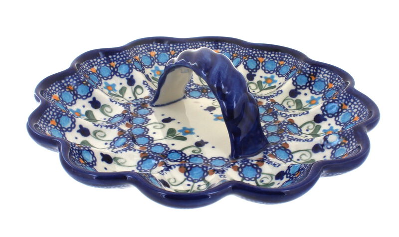 Blue Rose Polish Pottery Ladybug Egg Plate