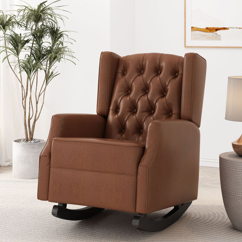 Merax PU Leather Recliner Rocking Chair