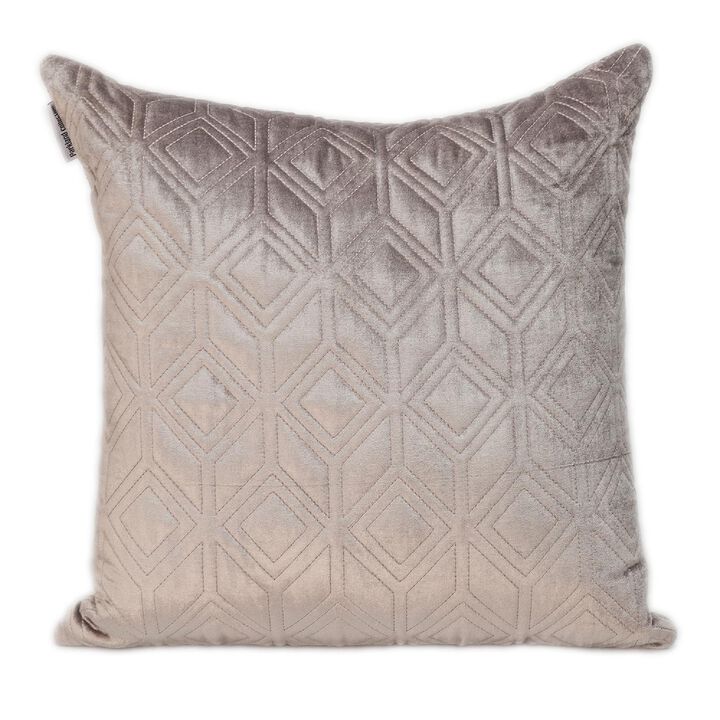 20" Taupe Quilted Retro Pattern Throw Pillow