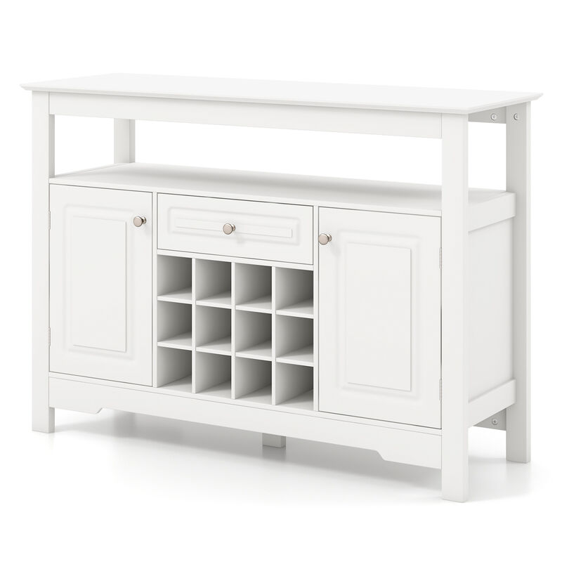 Buffet Sideboard Wine Liquor Coffee Bar Cabinet with Removable Wine Rack-White