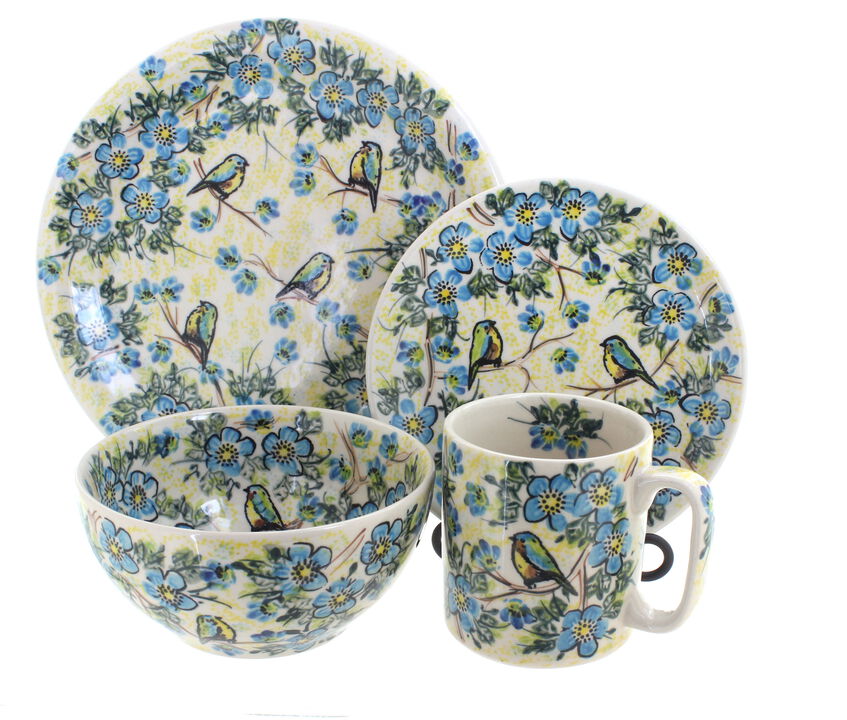 Blue Rose Polish Pottery Melanie 4 Piece Place Setting - Service for 1