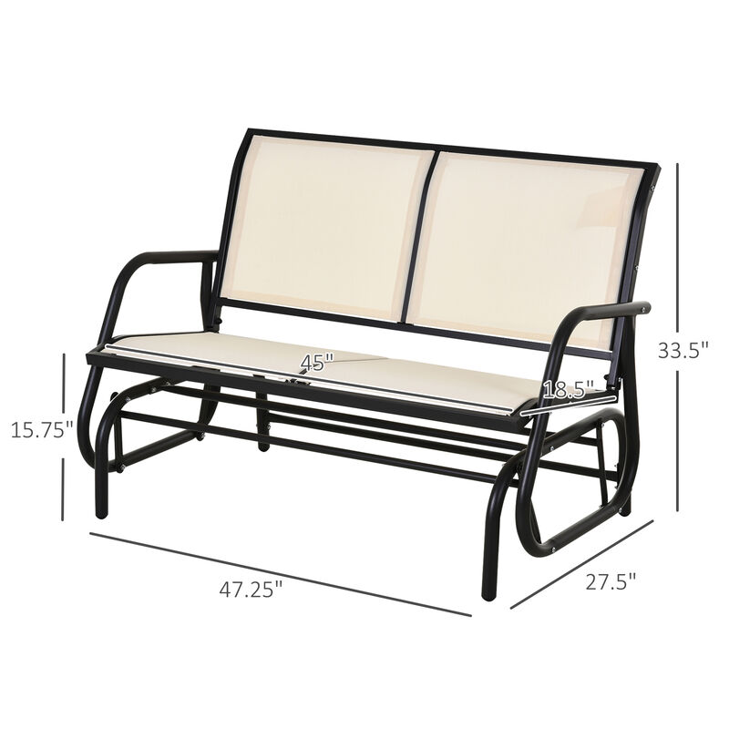 Outsunny 2-Person Outdoor Glider Bench, Patio Double Swing Rocking Chair Loveseat w/ Powder Coated Steel Frame for Backyard Garden Porch, Beige