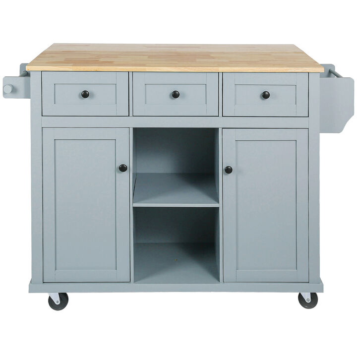 Merax Kitchen Cart on 5 Wheels with Storage Cabinet