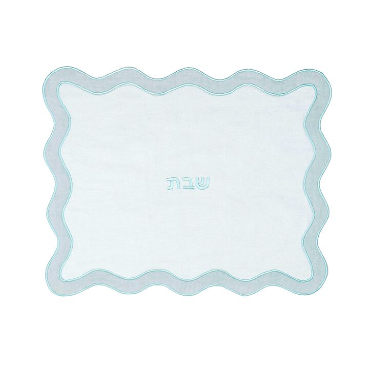 TOV Sea Blue Wavy Challah Cover