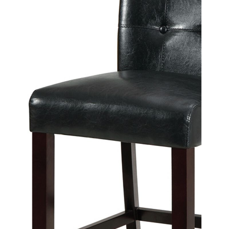 Wood & Polyurethane High Chair, Black & Brown, Set of 2 - Benzara