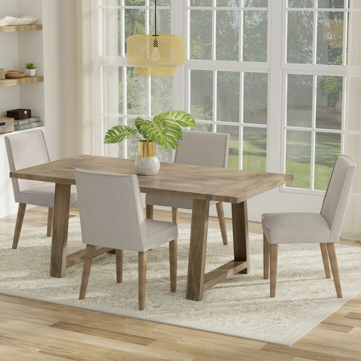 Whitley 72 inch Wide Solid Mango Farmhouse Dining Table in Grey Wash