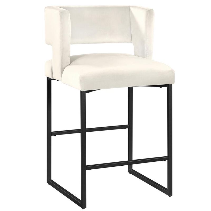 Lynx Velvet Bar Stools in Matte Black (Set of 2)