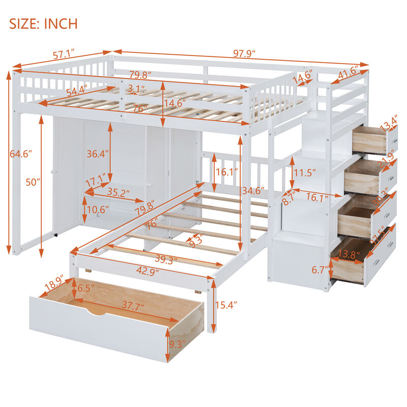 Merax Bunk Bed with Storage Staircase