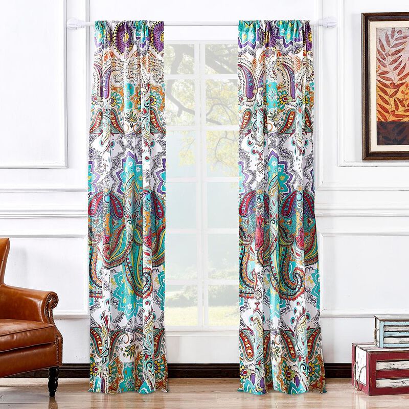 Greenland Home Fashions Barefoot Bungalow Nirvana Window Panel Pair - 42x84", Teal