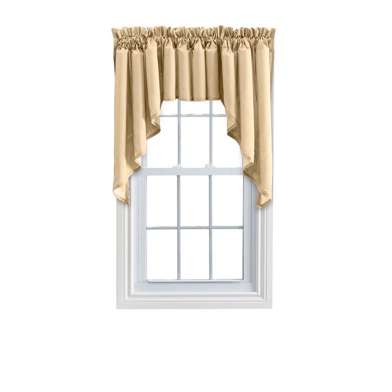 Ellis Stacey Solid Color Window 3" Rod Pocket High Quality Fabric Lined Swag Set 126"x36" Almond