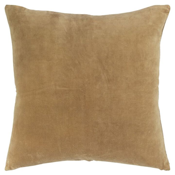 Homezia Gold Solid Reversible Cotton Velvet Throw Pillow