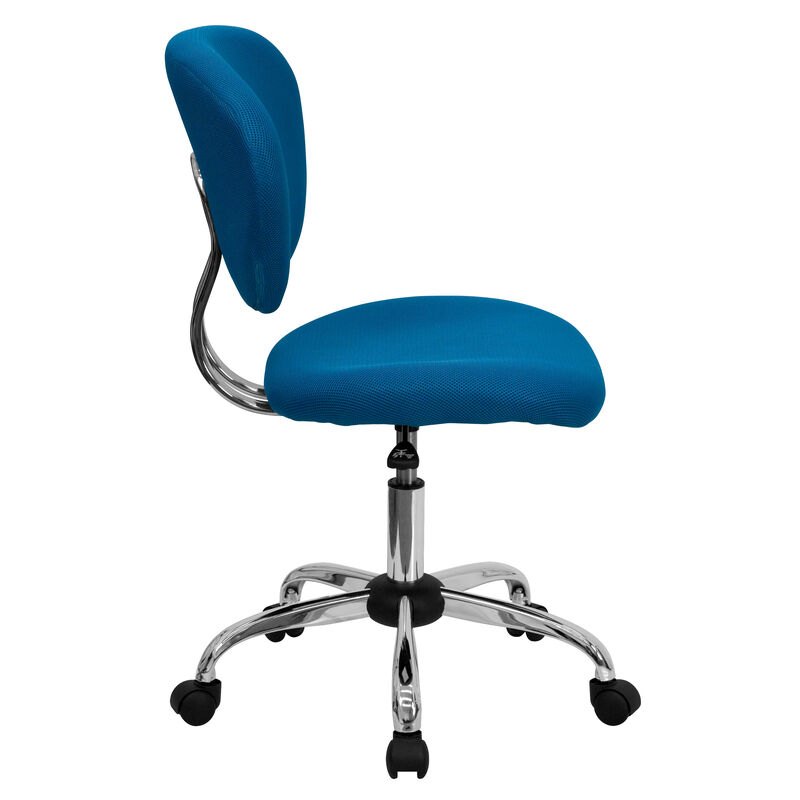 Beverly Mid-Back White Mesh Padded Swivel Task Office Chair with Chrome Base