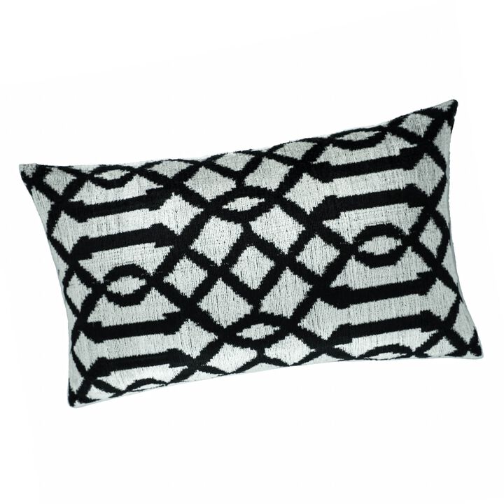 Venezia Silk Velvet Ikat Pillow, 16" X 24"