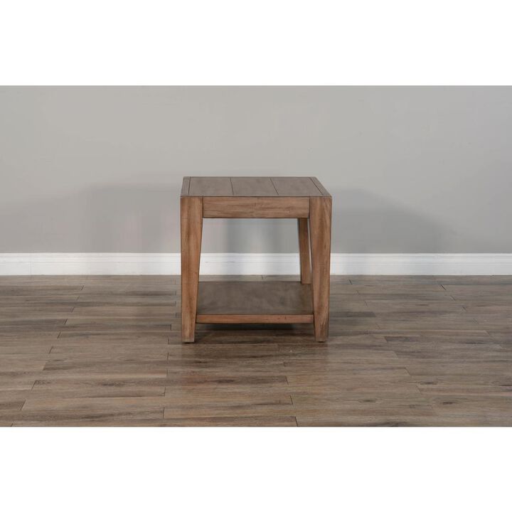 Sunny Designs Doe Valley 24 Mid-Century Wood End Table in Taupe Brown