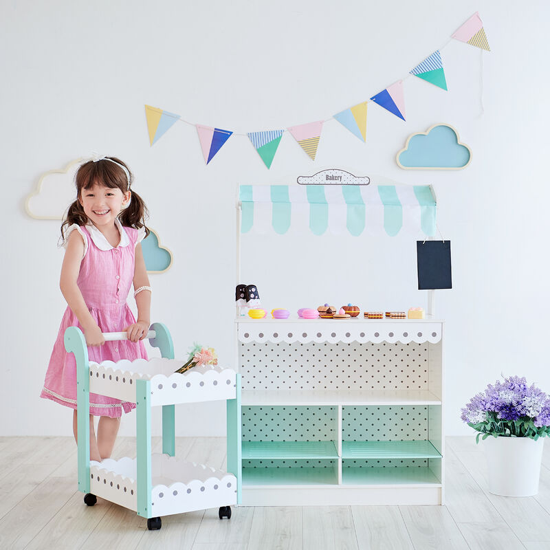 Teamson Kids - My Dream Bakery shop Dessert Stand - White / Mint