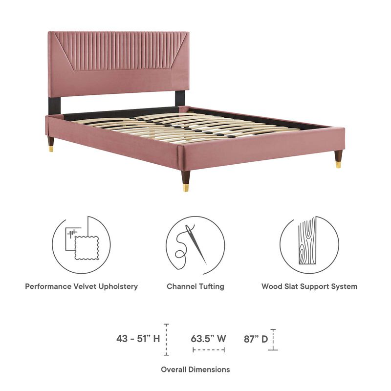 Modway - Yasmine Channel Tufted Performance Velvet Full Platform Bed