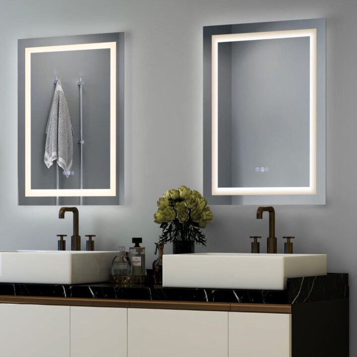 Hivvago 32 Inch x 24 Inch Bathroom Anti-Fog Wall Mirror with Colorful Light